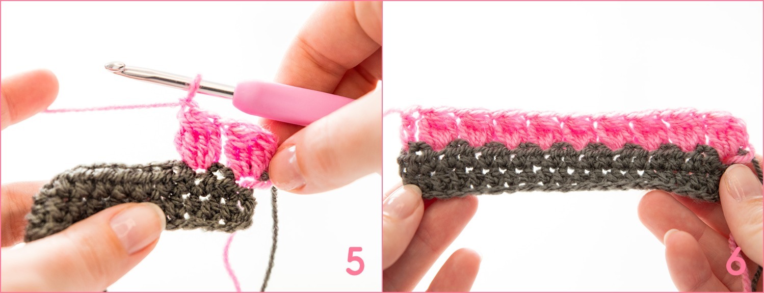 Bobble stitch instruction photos ( 5 + 6 )