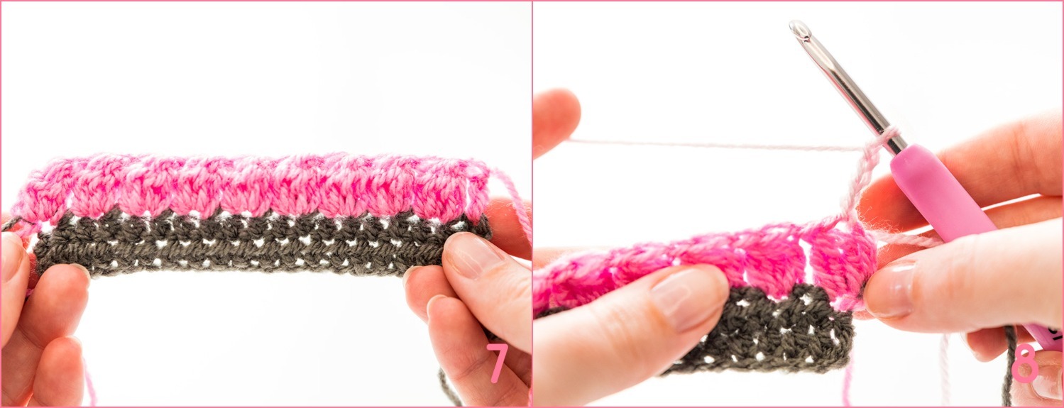 Bobble stitch instruction photos ( 7 + 8 )