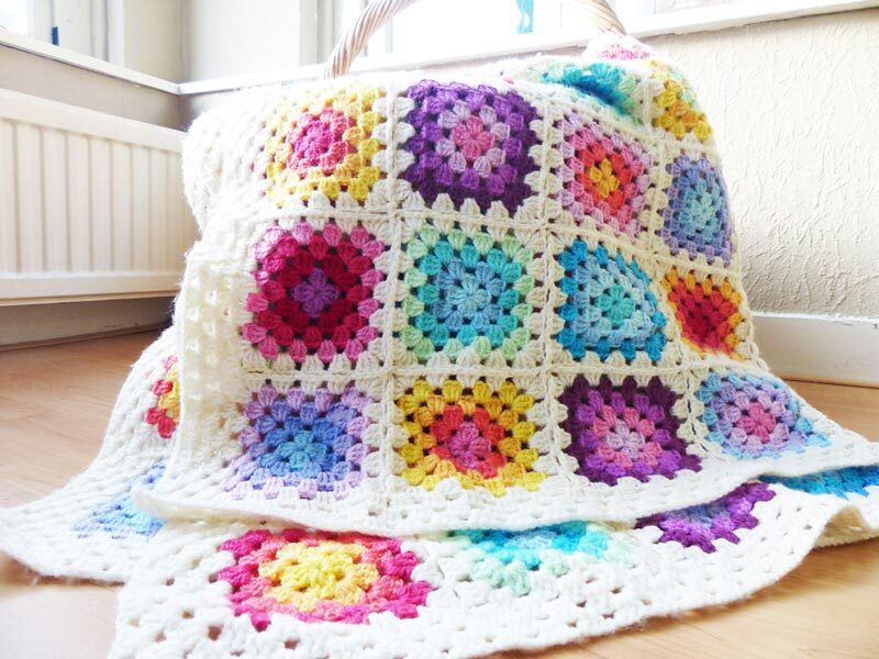 Rainbow Granny Square Close up