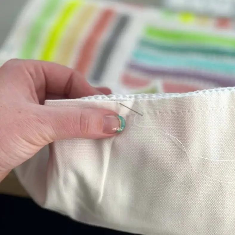 Sewing the front to the pillowcase through third loop of hdc