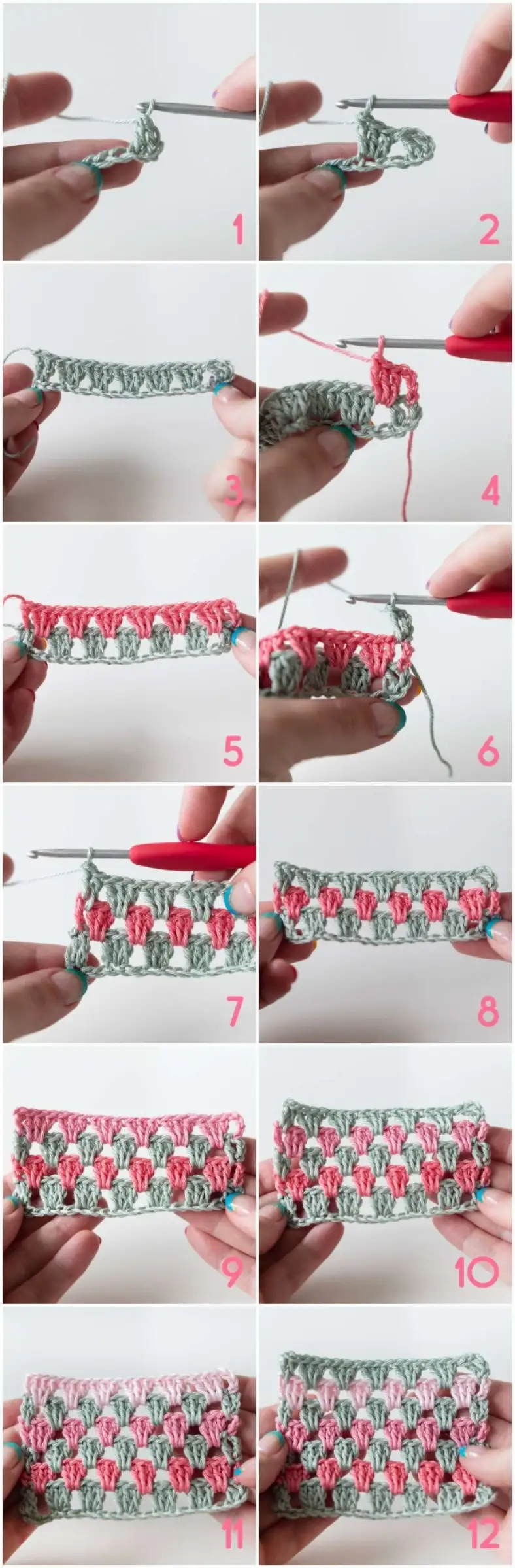 Granny Stripe Baby Blanket tutorial photo 1-12