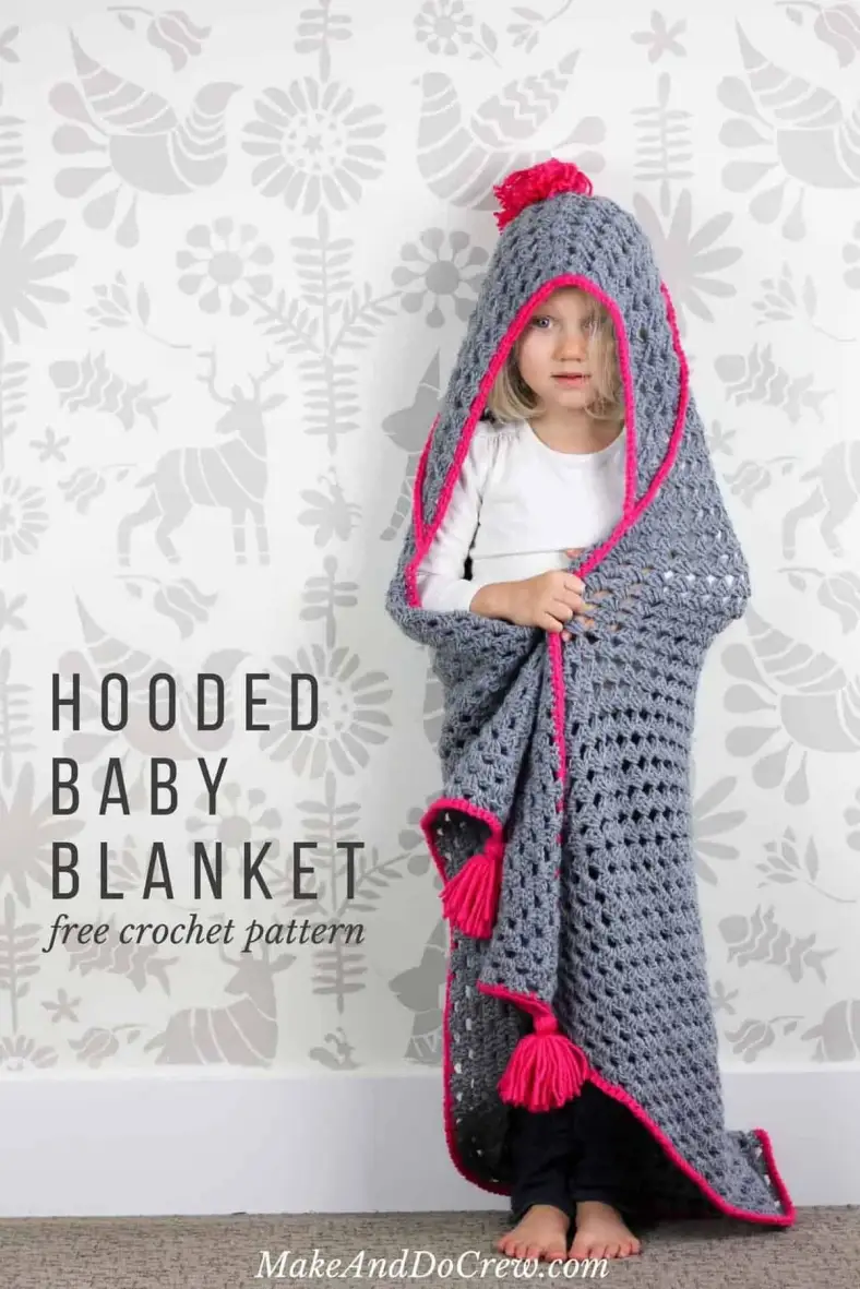 Crochet hooded baby blanket free pattern 19