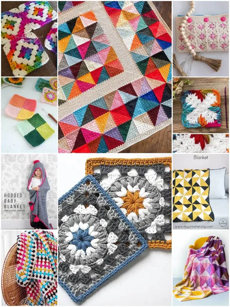 Modern variations on traditional granny squares