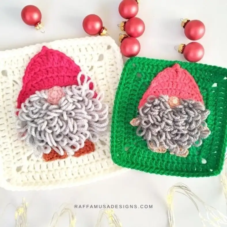Christmas Gnome Granny Square Raffamusa Designs Instagram 540 3
