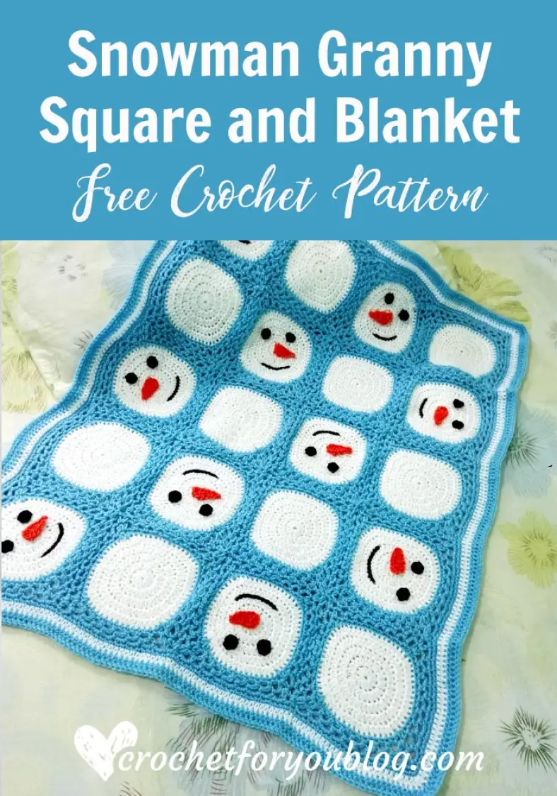 Snowman Granny Square and Blanket free crochet pattern
