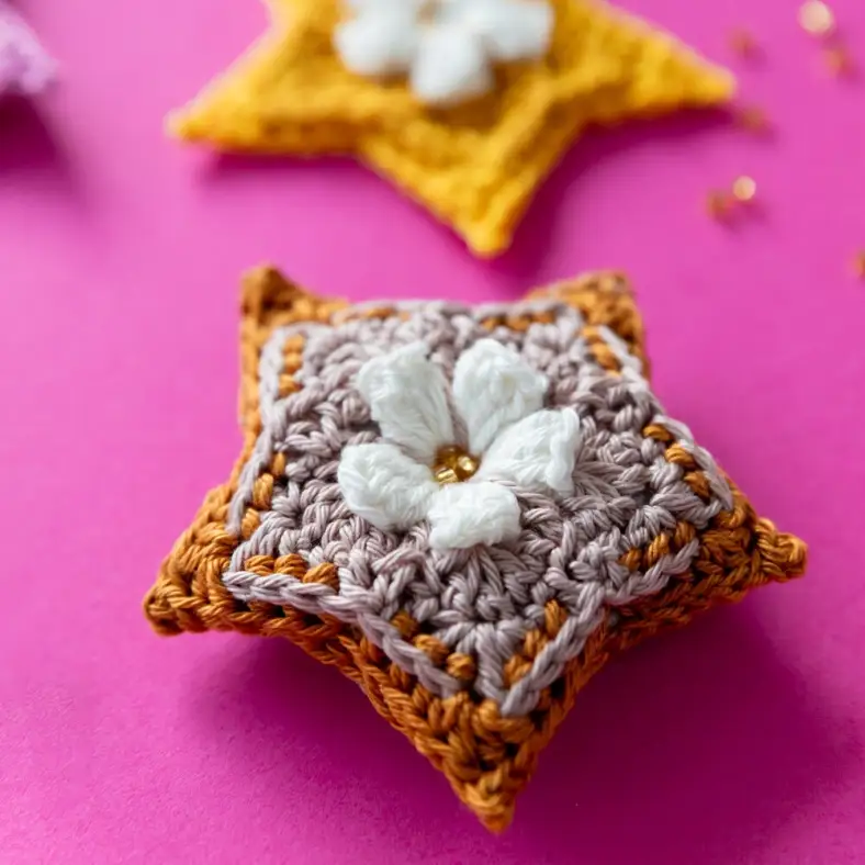 Crocheted garland winter stars