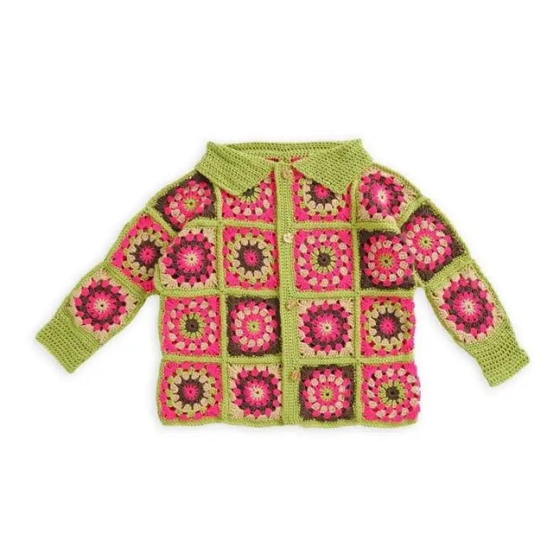 12 bright bold granny square cardigan caron