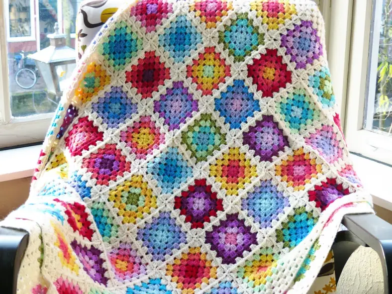 Rainbow Granny Square Blanket Haak Maar Raak