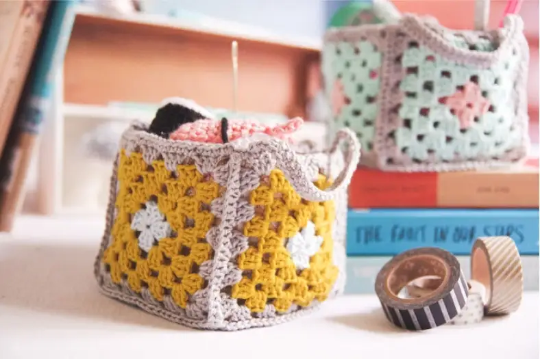Crochet granny basket low4 1