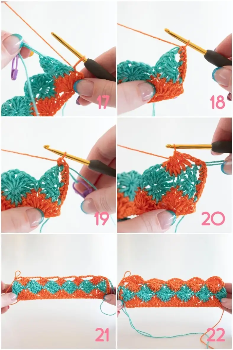 Switching yarns between Catherine Wheels photos 17-22