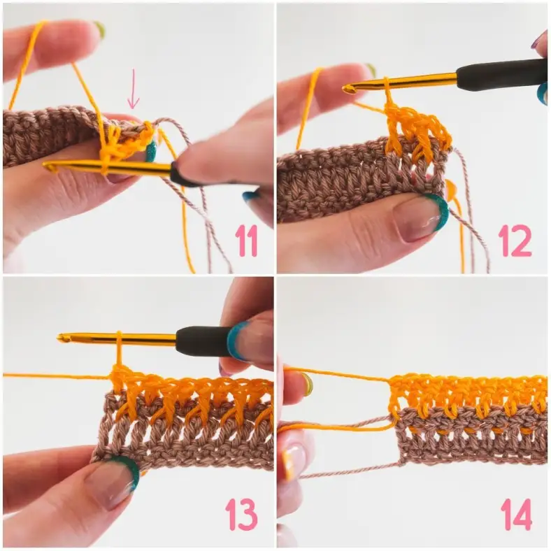 Alpine stitch step 11-14