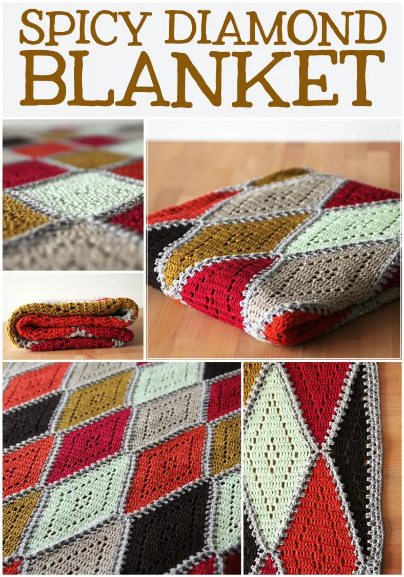 Spicy Diamond crochet blanket pattern