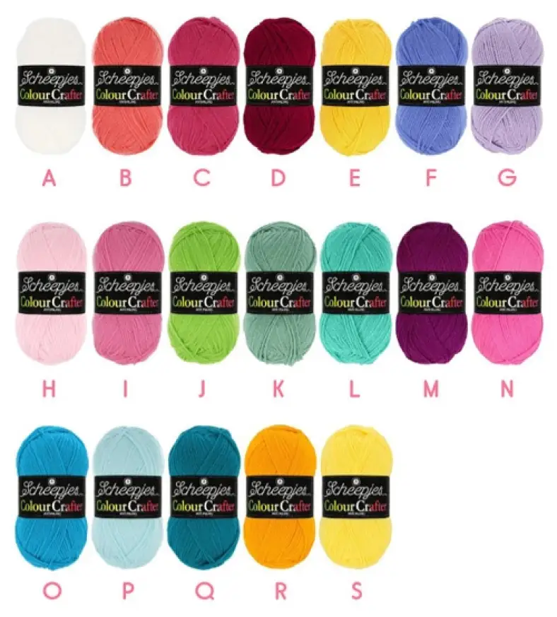 Colours of Colour Crafter used in the sampler blanket