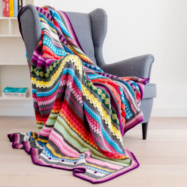 Colourful Rainbow Sampler Blanket CAL Haakmaarraak square