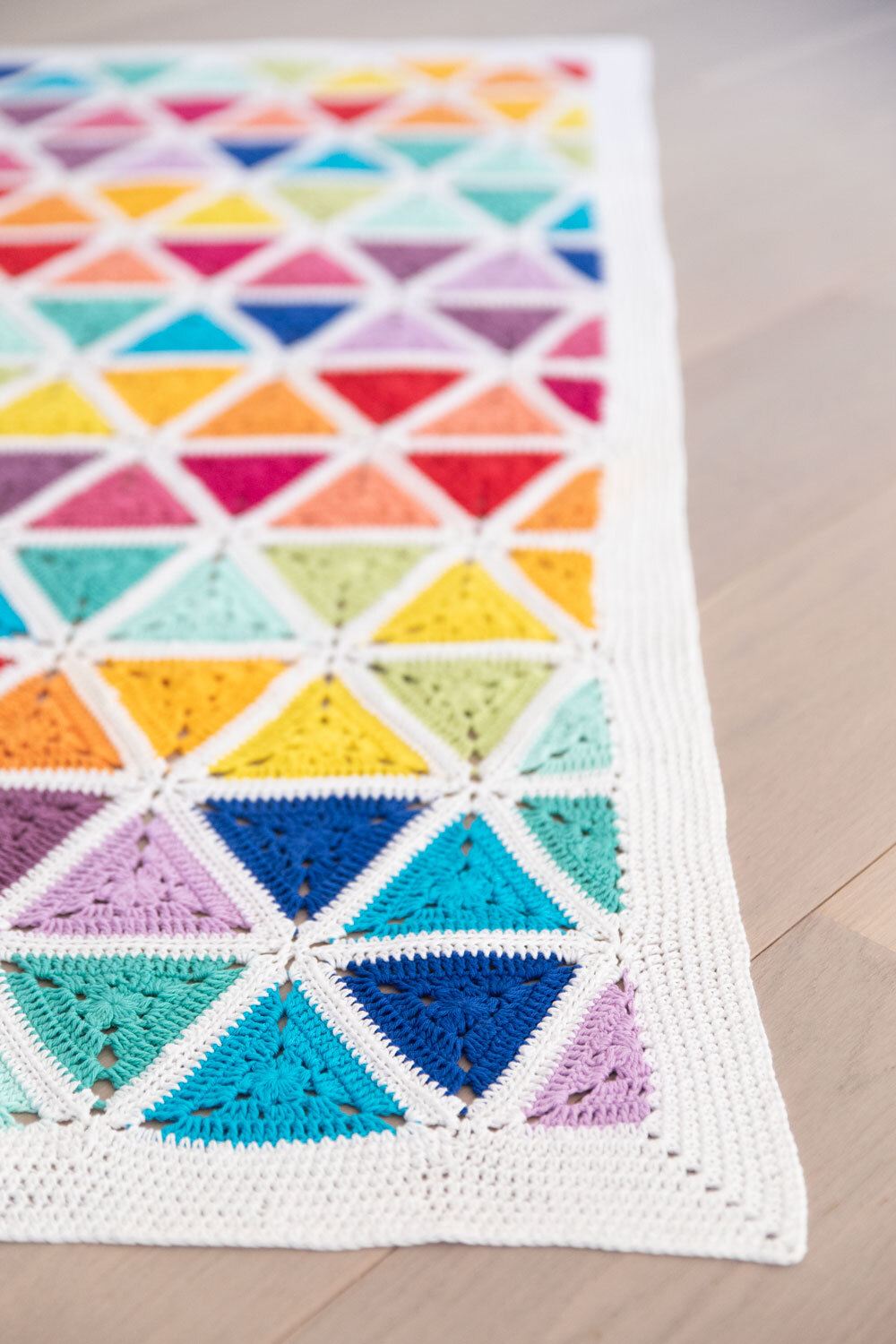 Josephine rainbow blanket close up colours